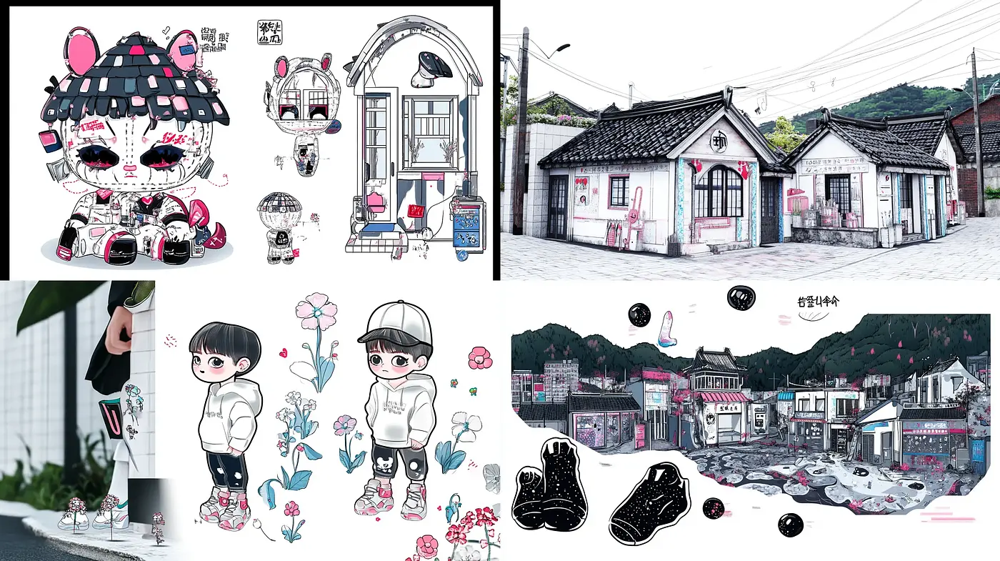 Quaint East Asian Digital Watercolor Fusion - Midjourney sref style