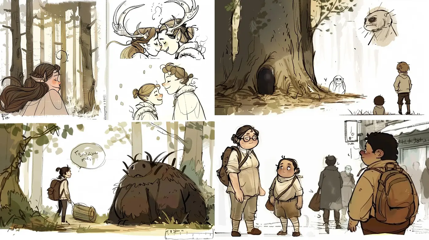 Whimsical Storybook Illustrations with a Warm Earthy Essence - Midjourney sref style