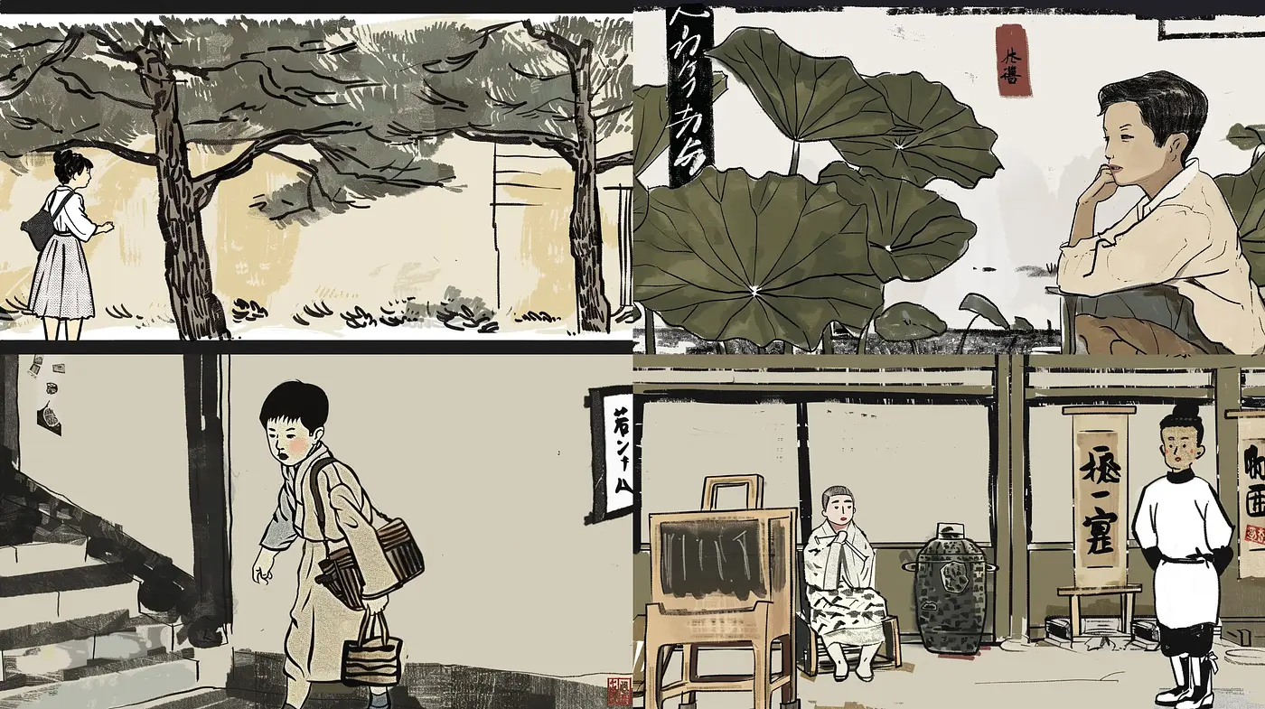 Contemporary Homage to Traditional East Asian Ink Wash Paintings - Midjourney sref style
