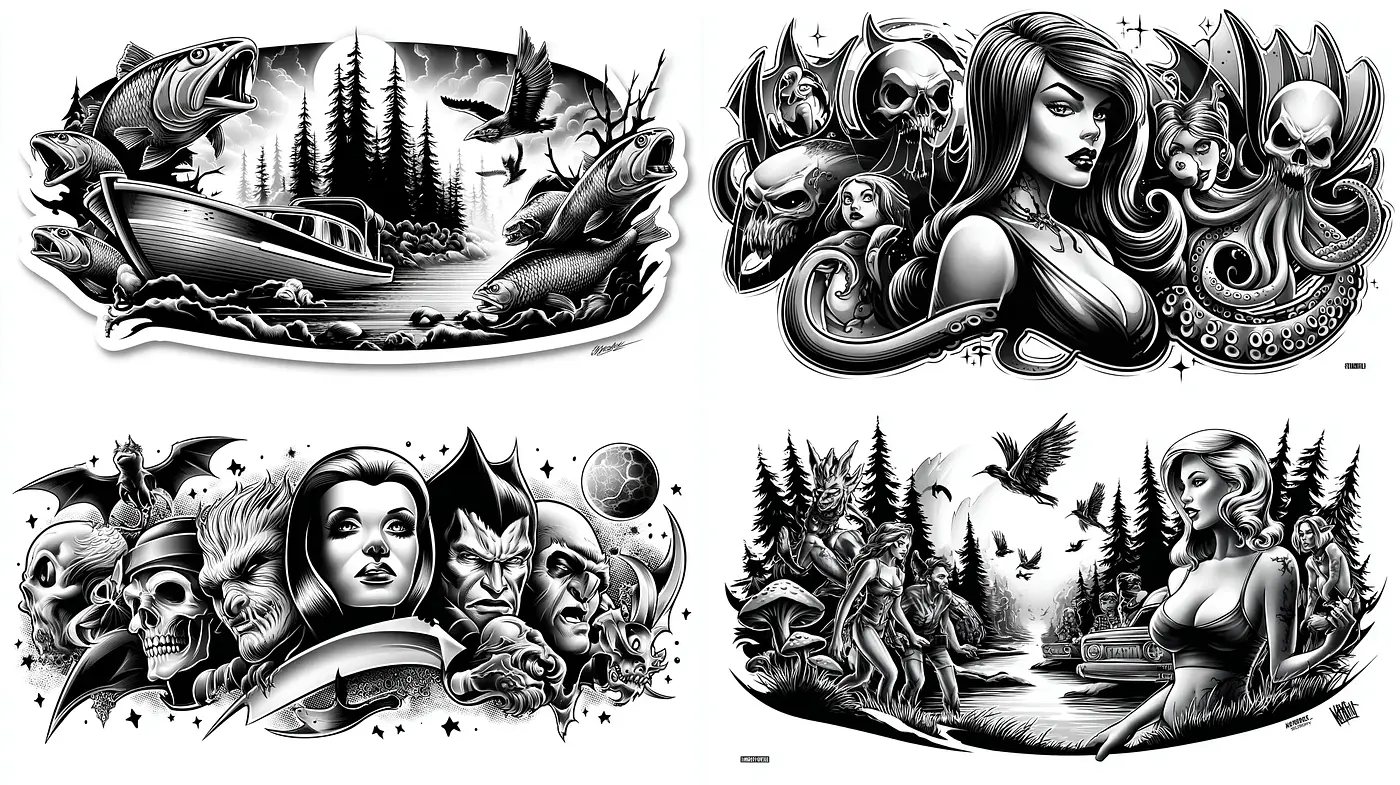 Intricate black and white illustrations with a nostalgic, dramatic flair - Midjourney sref style