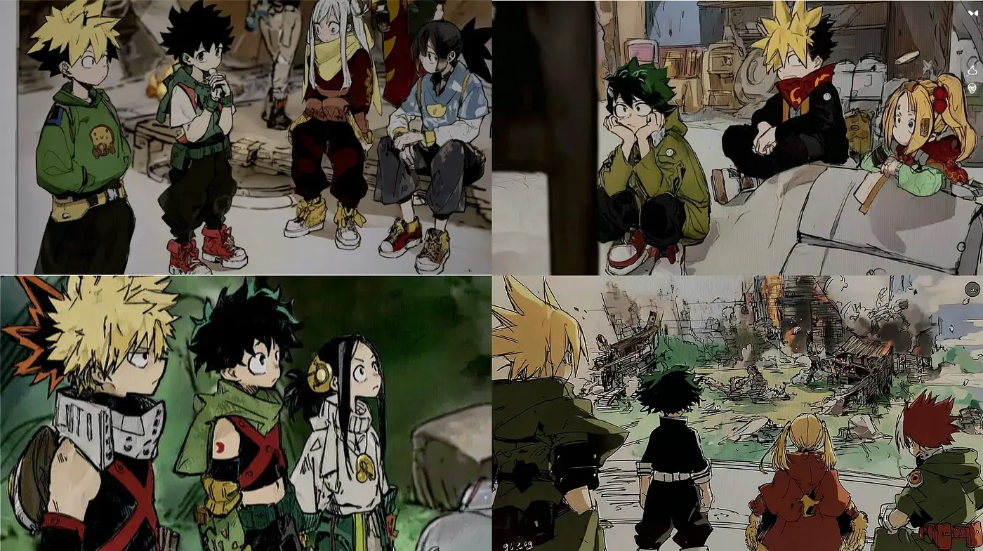 Dynamic and expressive animated scenes with a post-apocalyptic vibe - Midjourney sref style