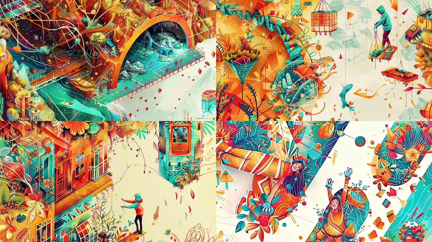 Kaleidoscopic Harmony: A Fusion of Autumn Warmth and Geometric Intricacy - Midjourney sref style