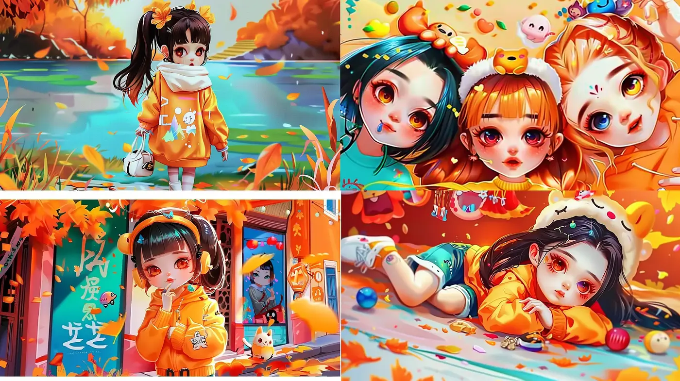 Vibrant Anime-Inspired Childlike Imagery with Autumnal Warmth - Midjourney sref style