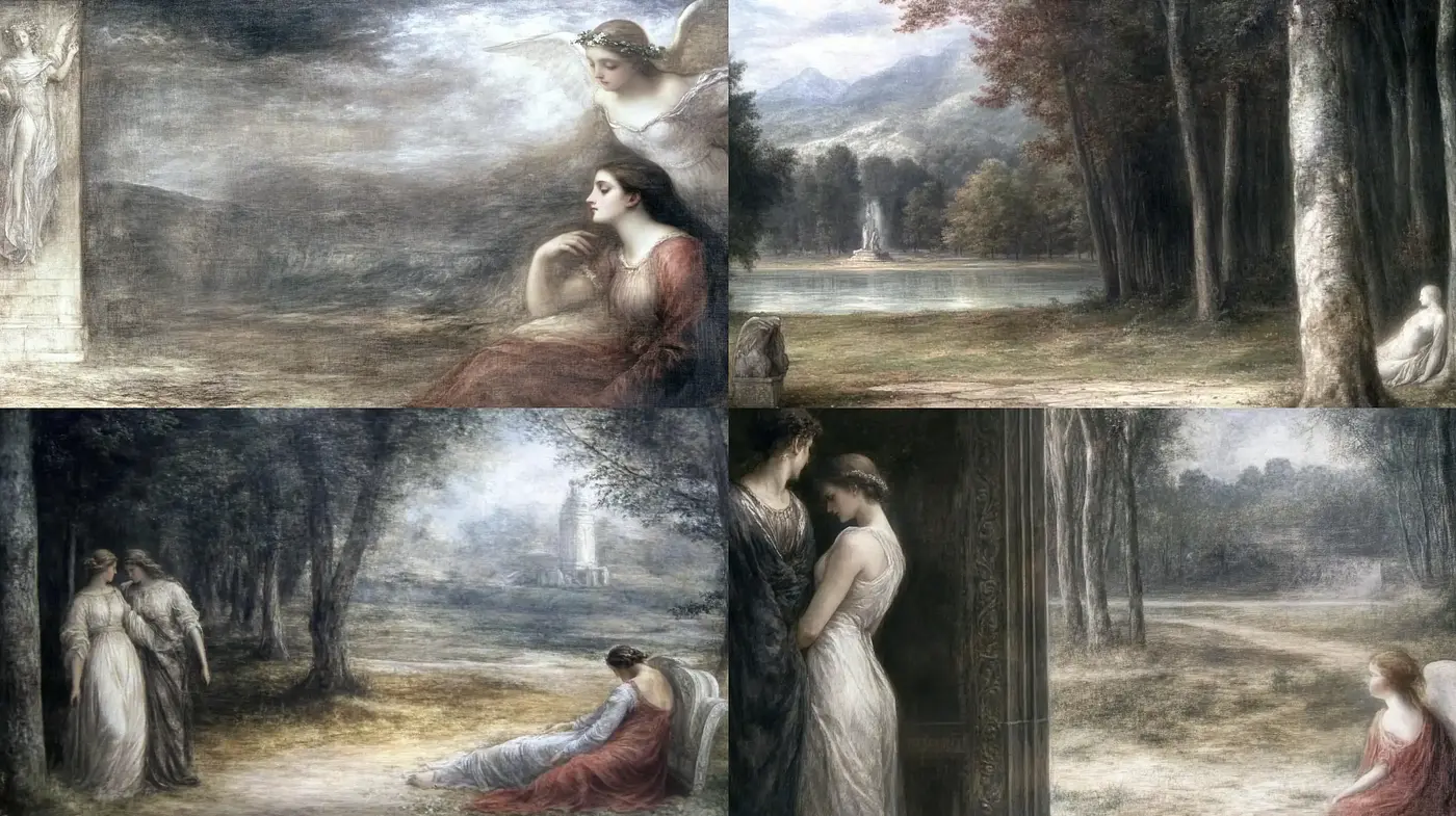 Ethereal Romanticism in Pastoral Settings - Midjourney sref style