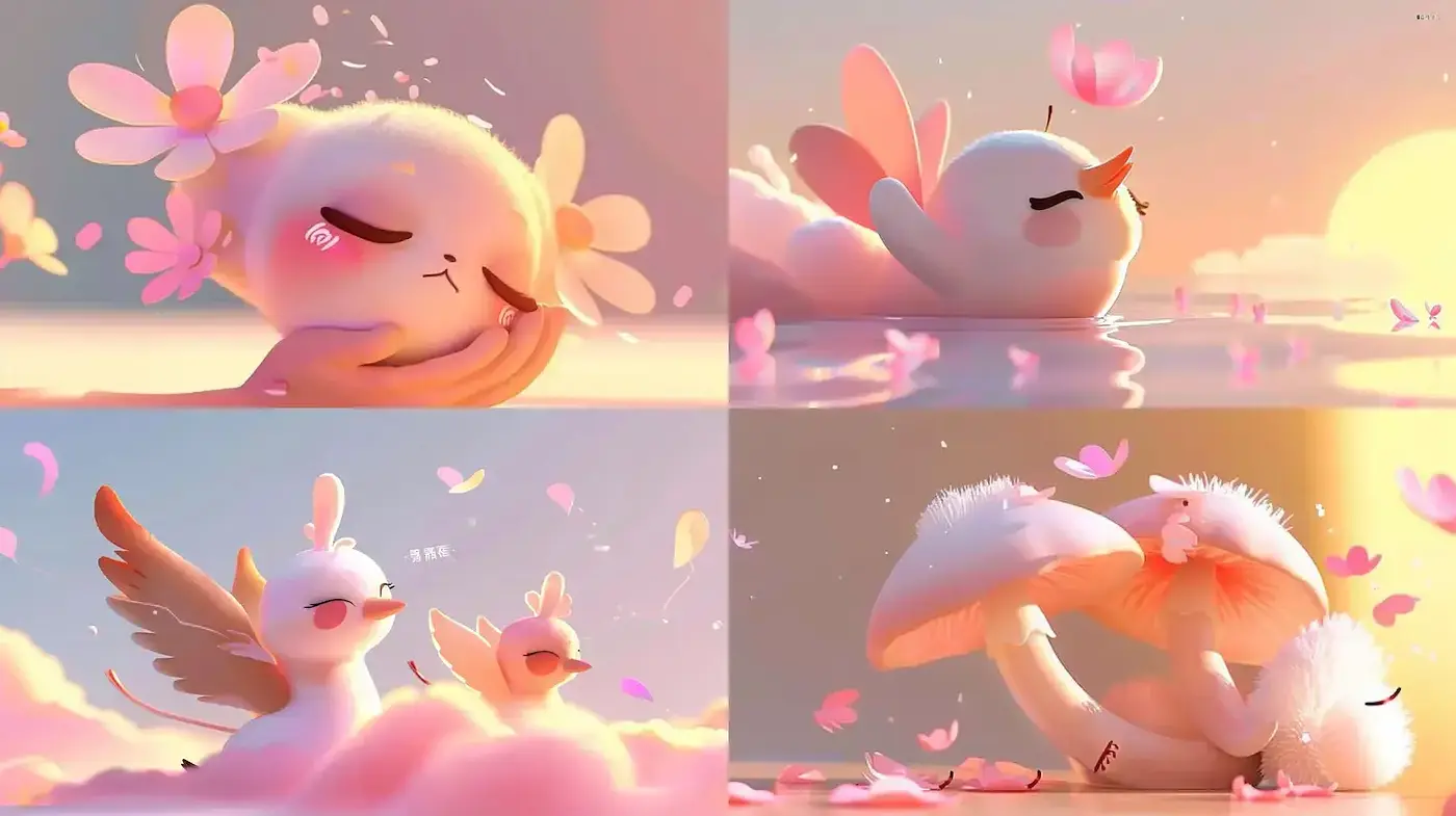 Serene Sunset Whimsy: A Dreamy Pastel Menagerie - Midjourney sref style