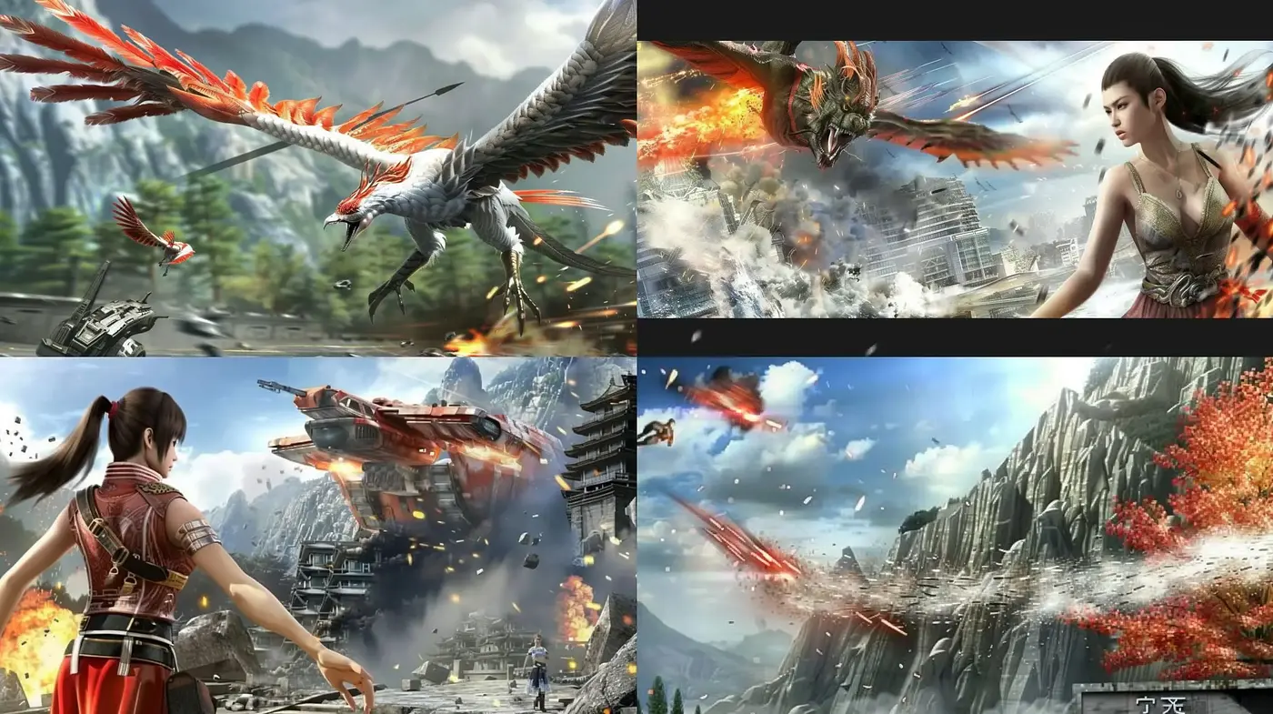 Epic Fantasy Tableau with Vivid Dynamism and Cinematic Detailing - Midjourney sref style
