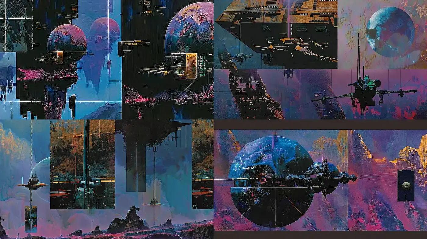 Futuristic Sci-Fi with Ethereal Elements and Textural Depth - Midjourney sref style