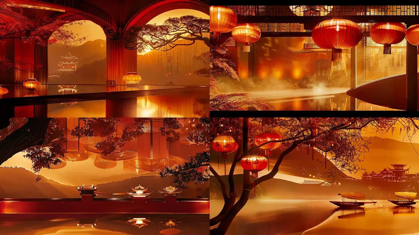A Harmonious Blend of Cultural Serenity and Warmth - Midjourney sref style