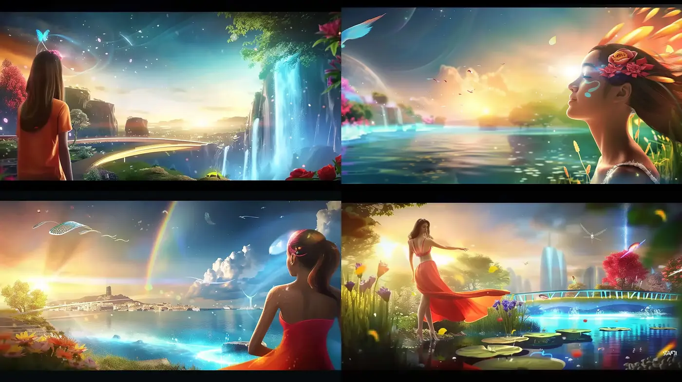 Luminous Dreamscapes: A Fantastical Fusion of Light and Nature - Midjourney sref style