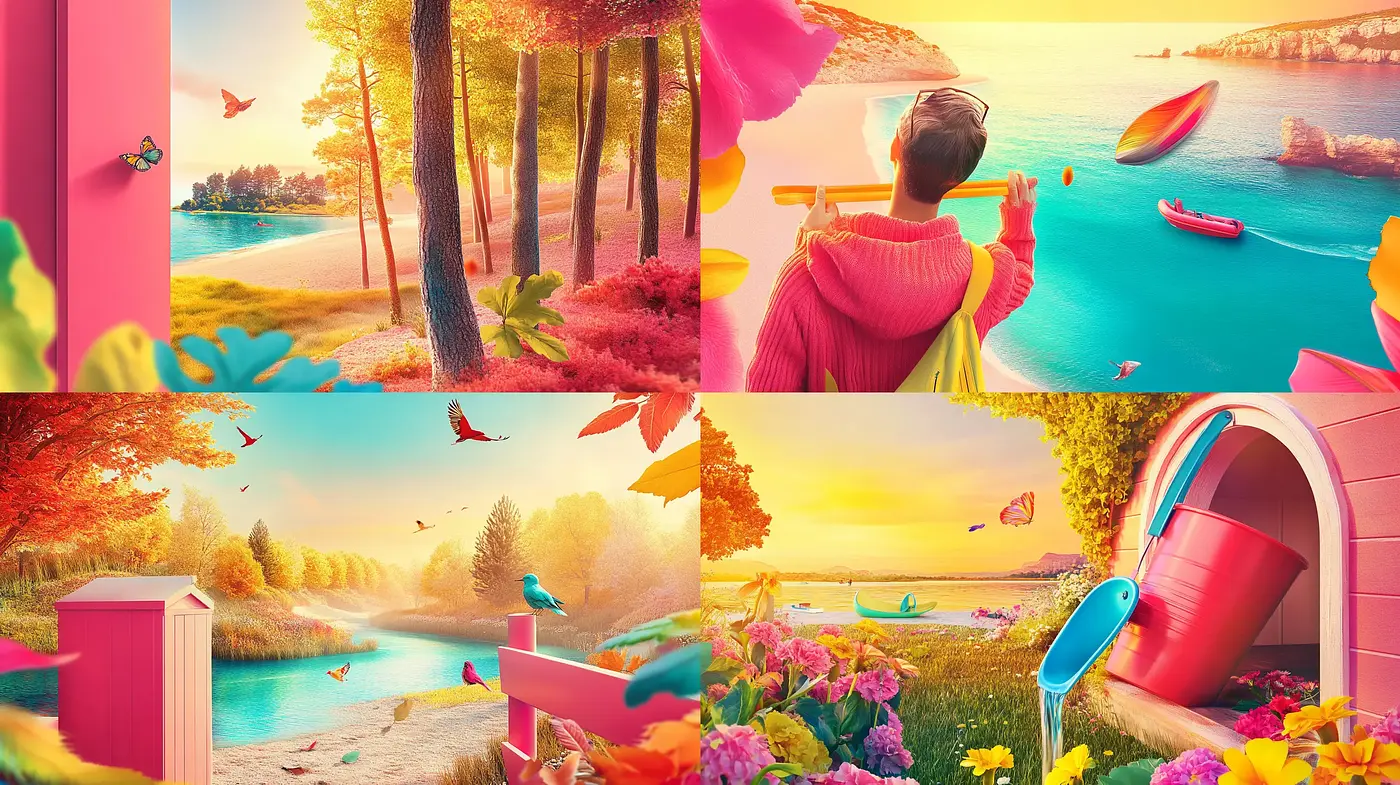 Luminous Dreamscape Visions with Vibrant Pastel Overtones - Midjourney sref style