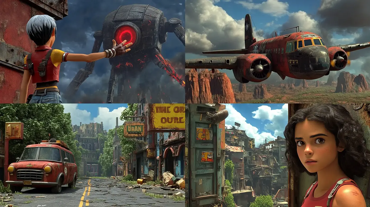 Cinematic Post-Apocalyptic Adventure in Saturated Realism - Midjourney sref style