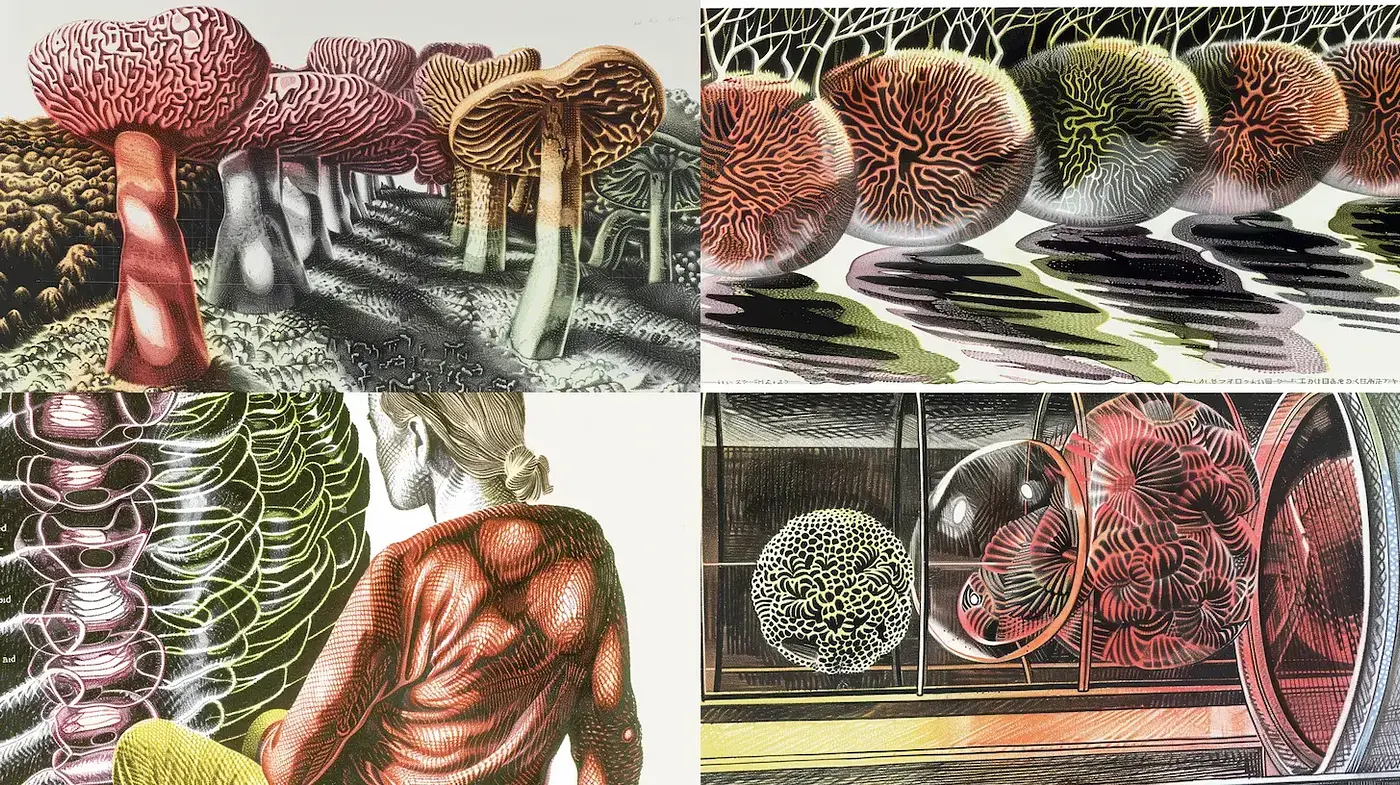 Psychedelic Contours and Surreal Landscapes - Midjourney sref style