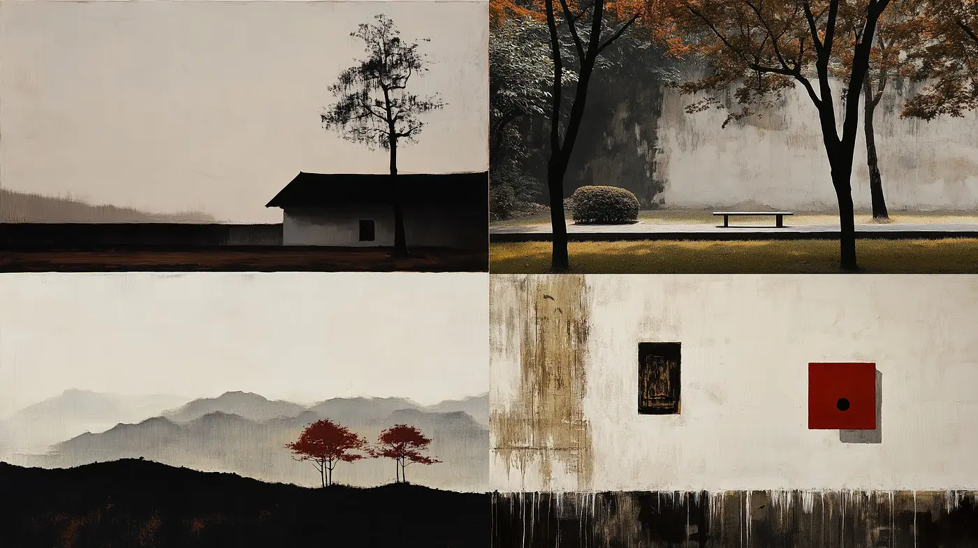 Tranquil Minimalism with East Asian Aesthetic - Midjourney sref style