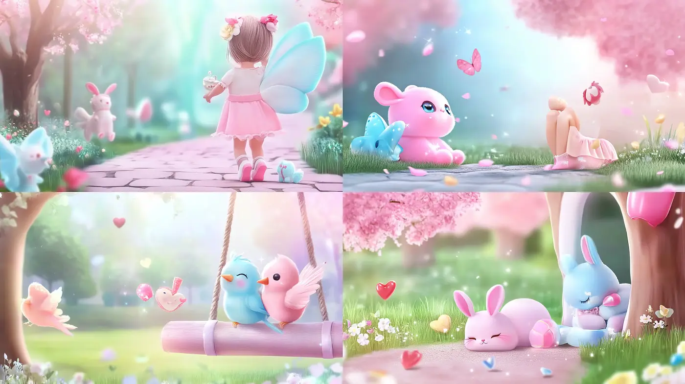 Enchanted Pastel Wonderland: A Whimsical Fusion of Soft Tones and Gentle Textures - Midjourney sref style