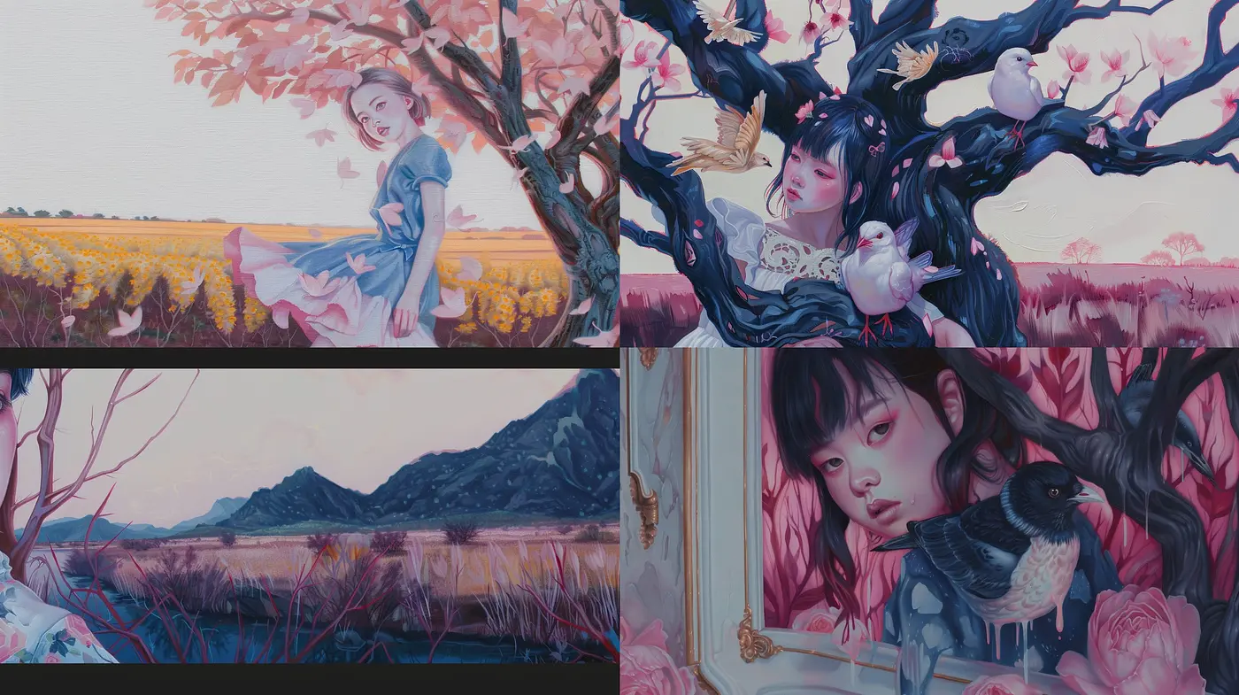 Ethereal Twilight: A Dreamlike Fusion of Melancholy and Elegance in Pastel Hues - Midjourney sref style