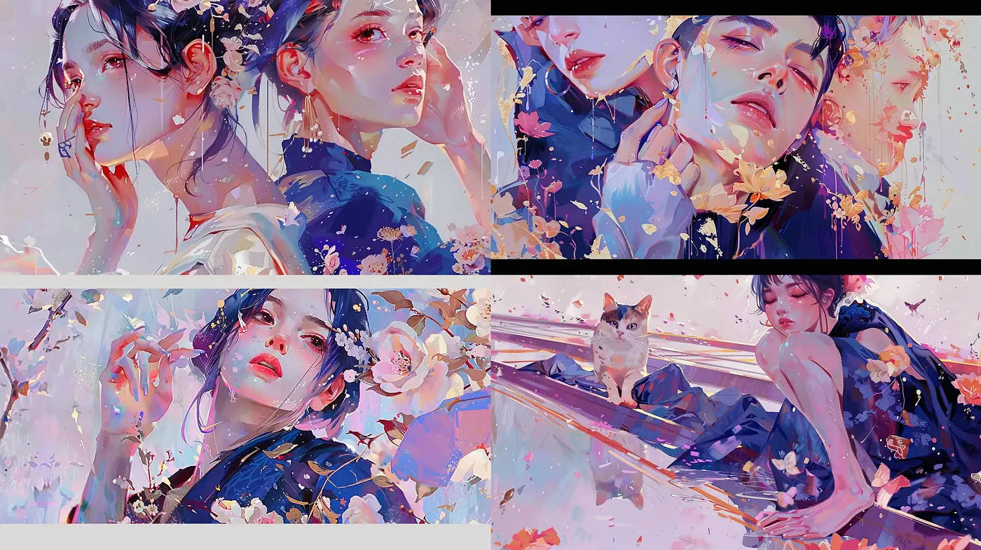 Ethereal Brushwork and Pastel Dreamscape Portraiture - Midjourney sref style