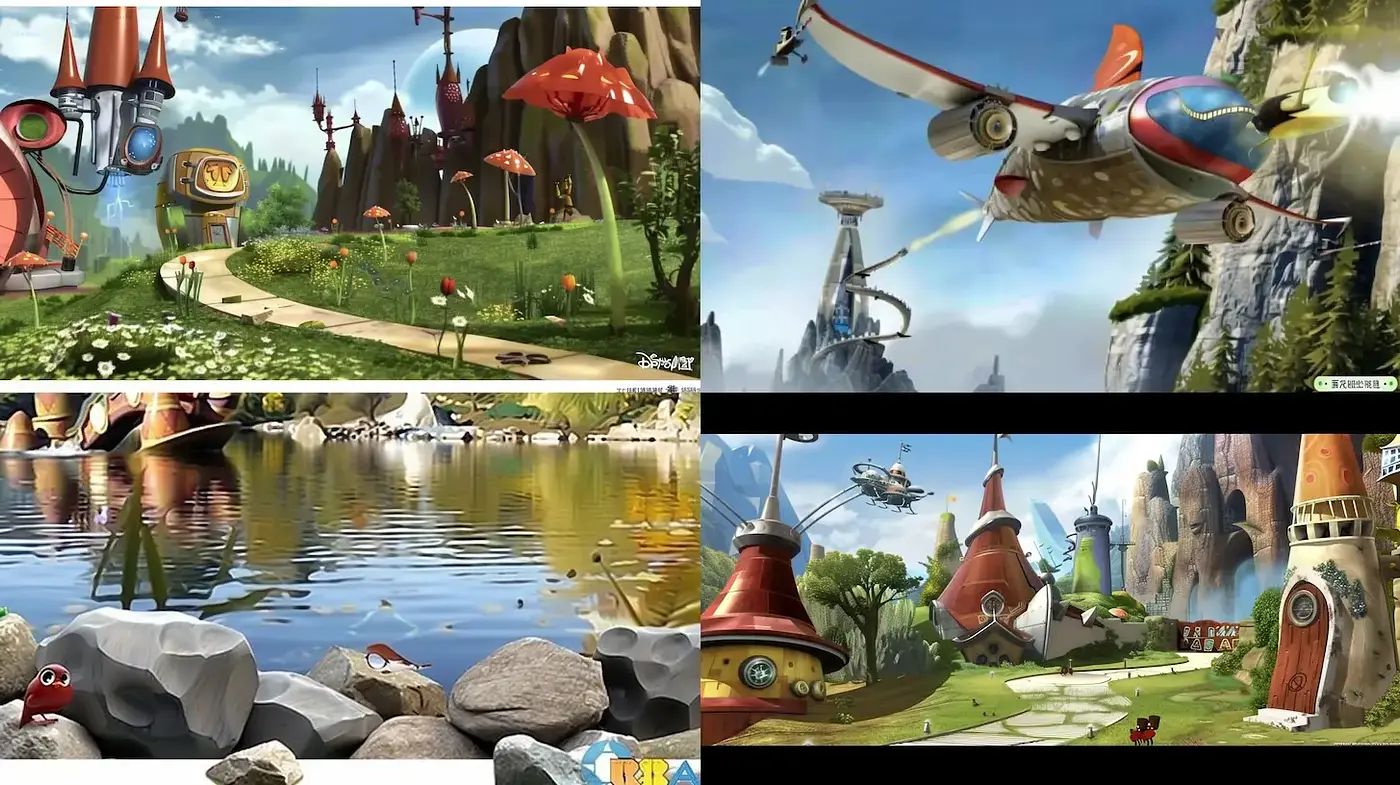 Whimsical and Playful Fantasy Landscape with a Touch of Steampunk - Midjourney sref style