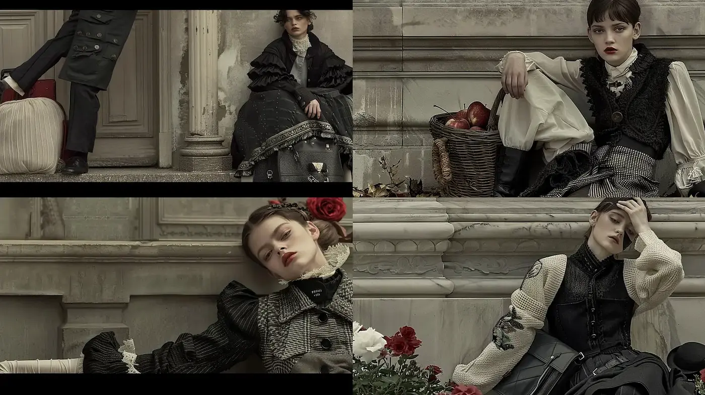 Stylized Fashion Aesthetic with a Dramatic Mood - Midjourney sref style