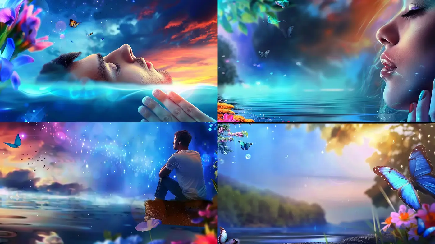 Ethereal Twilight Dreamscape with Vivid Hues and Surreal Butterflies - Midjourney sref style