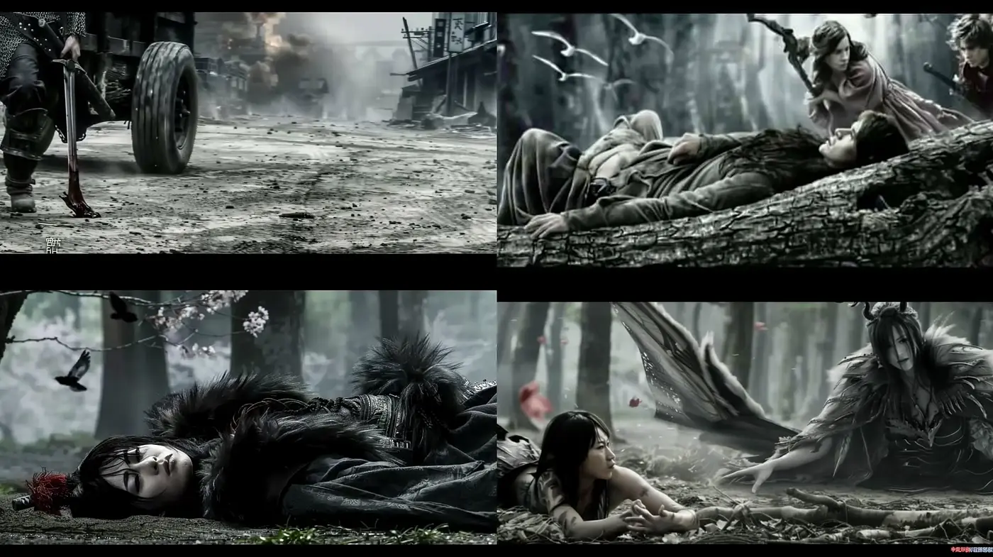 Elegiac Melancholia: A Monochromatic Tableau of Stylized Sorrow - Midjourney sref style