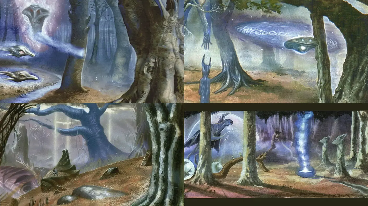 Ethereal Woodland Vistas in Surrealistic Hues - Midjourney sref style