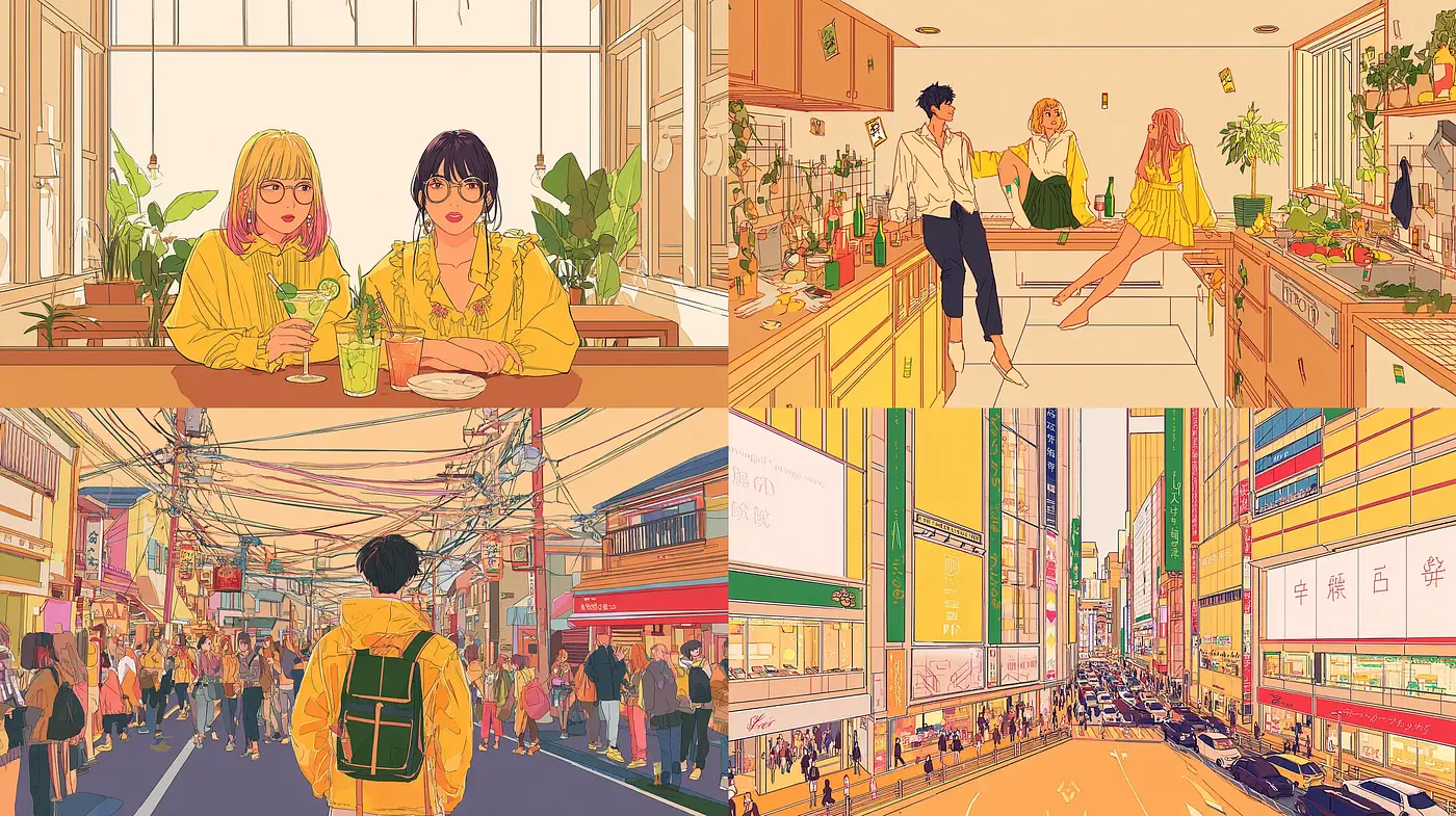 Captivating Urban Aesthetic with Warm Color Overtones and Quirky Details - Midjourney sref style