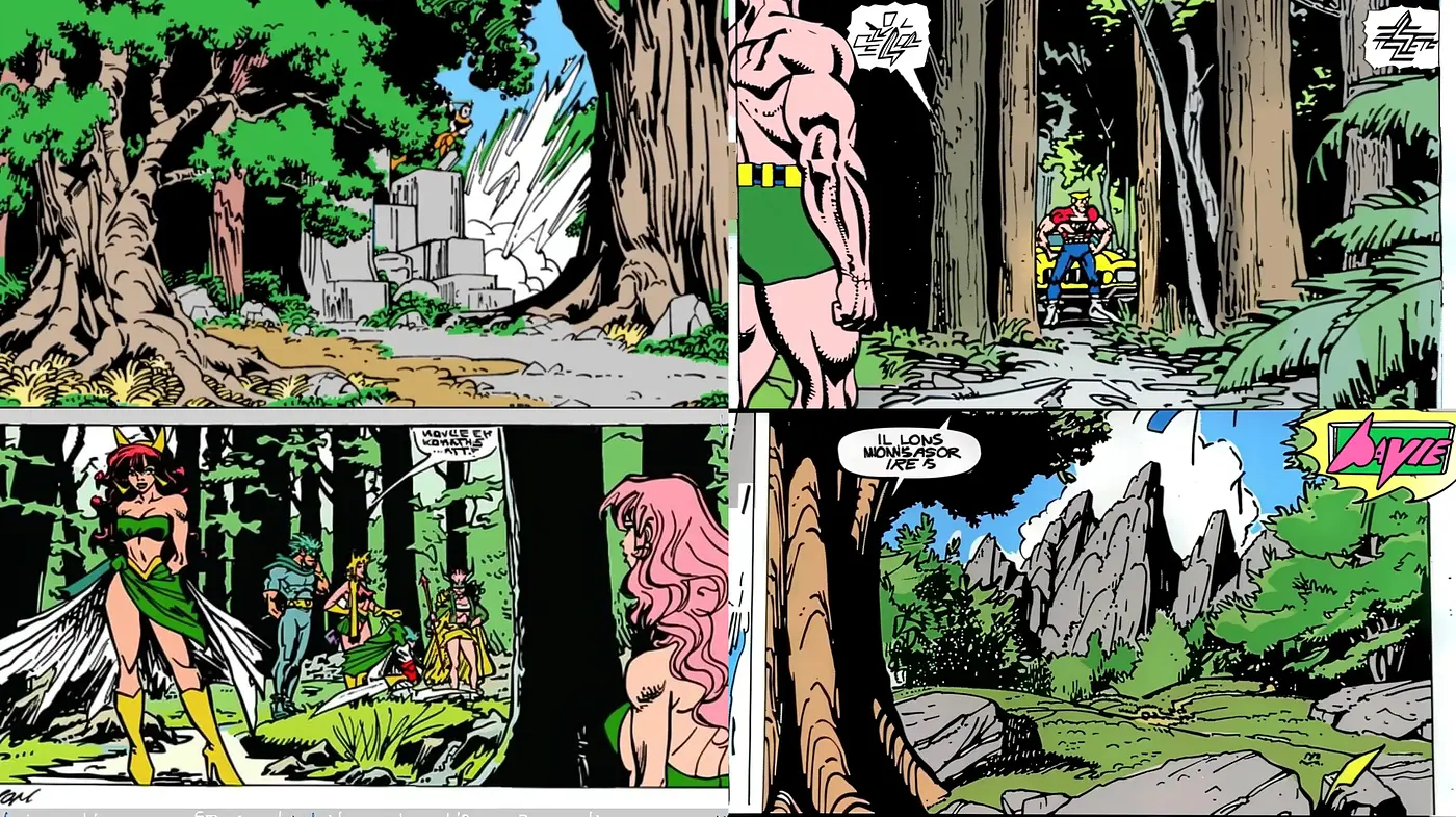 Vibrant Comic Book Adventure Style with a Focus on Nature - Midjourney sref style