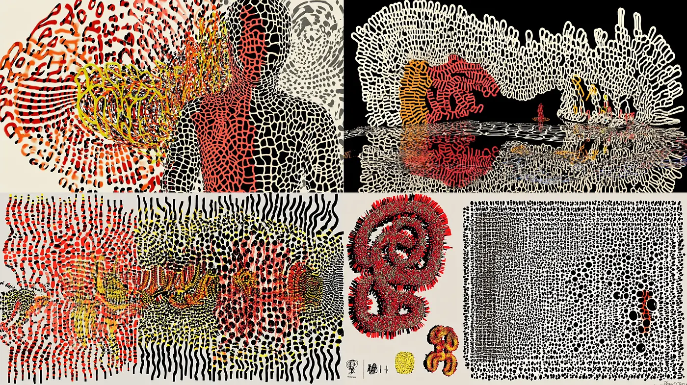 Abstract Network Echoes with a Haptic Sensibility - Midjourney sref style
