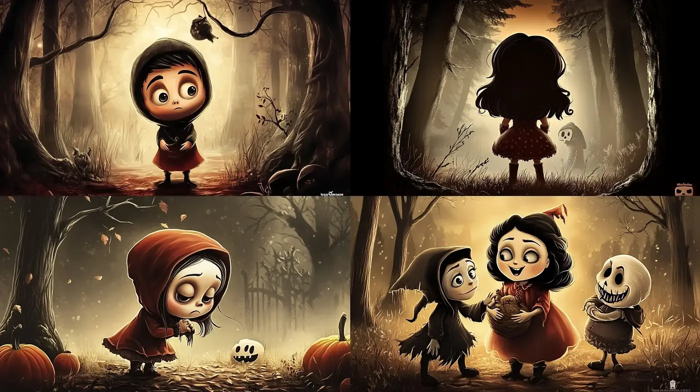 Whimsical Autumn Tales: A Charming Blend of Warm Hues and Storybook Illustration - Midjourney sref style
