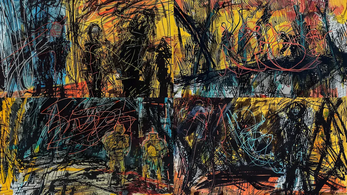 Dynamic and Expressive Abstract Textures with a Chaotic Energy - Midjourney sref style