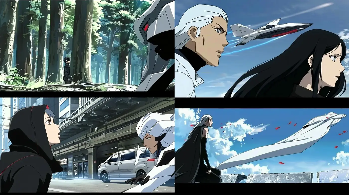 Futuristic Elegance in Panoramic Anime Stylization - Midjourney sref style