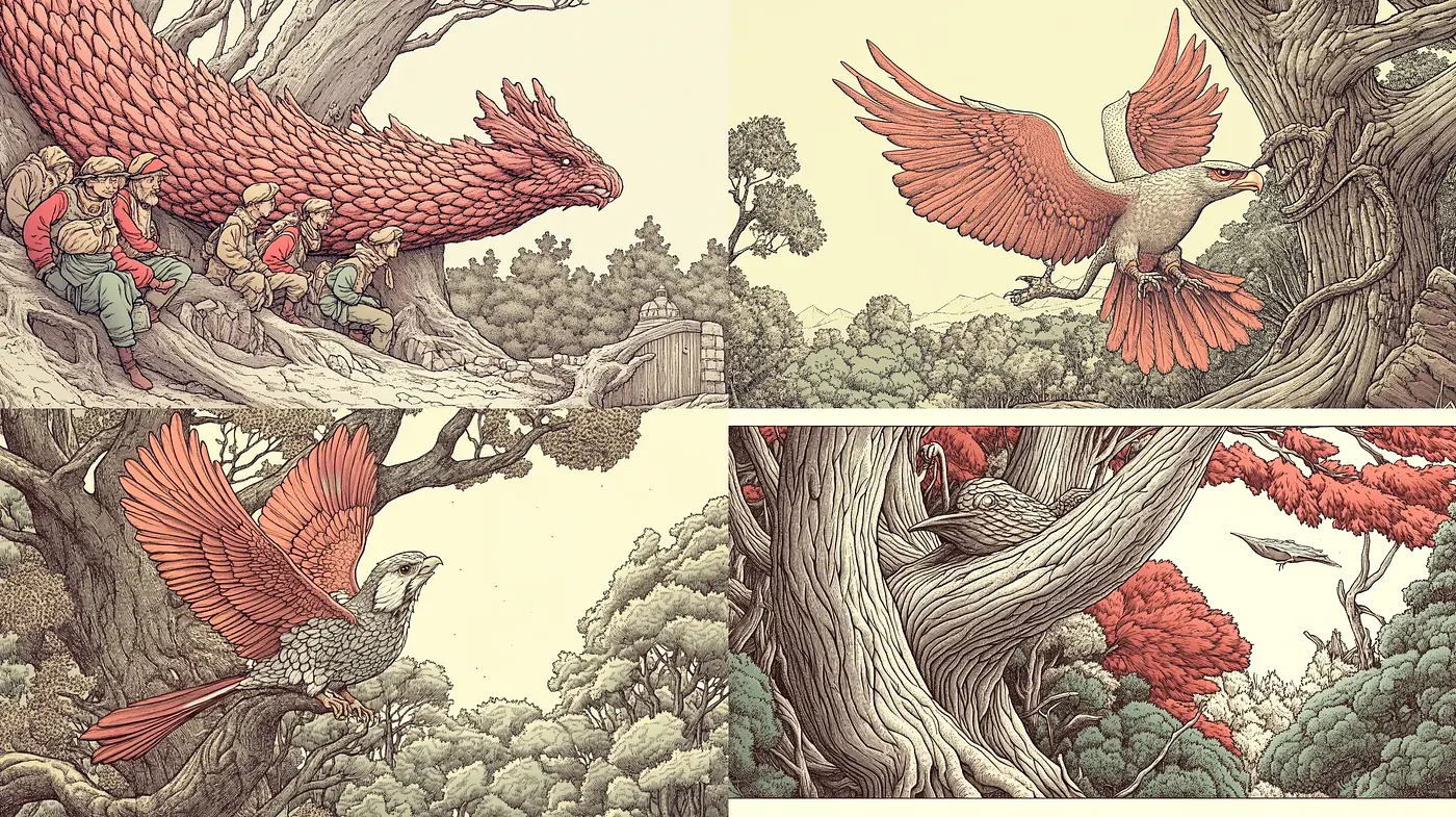 Mythical Fauna in Earth-toned Enchanted Forests - Midjourney sref style