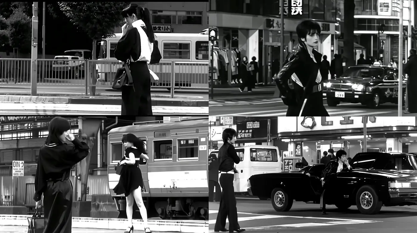 Homage to a Bygone Era in Monochrome: A Cinematic Retro Style with a Noir Aesthetic - Midjourney sref style