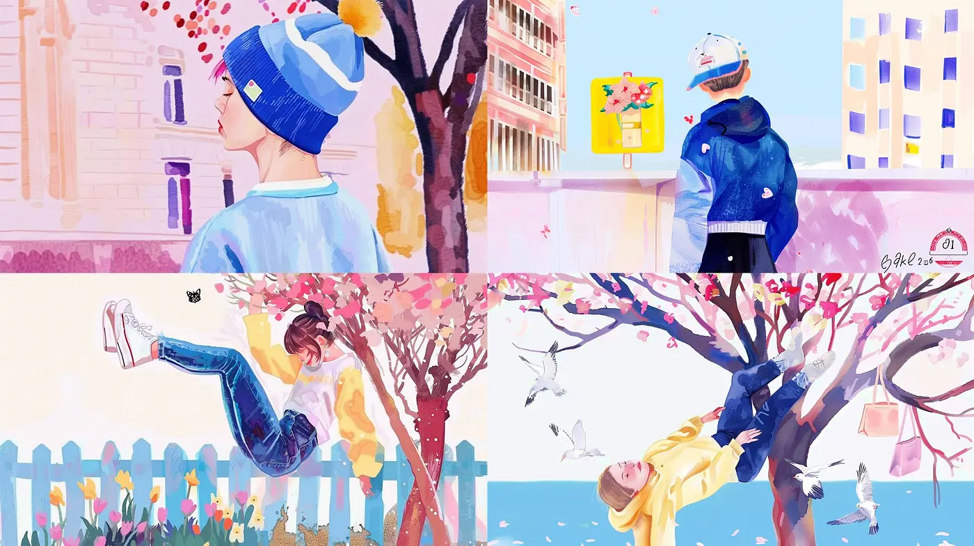 Whimsical Pastel Renditions of Youthful Serenity - Midjourney sref style