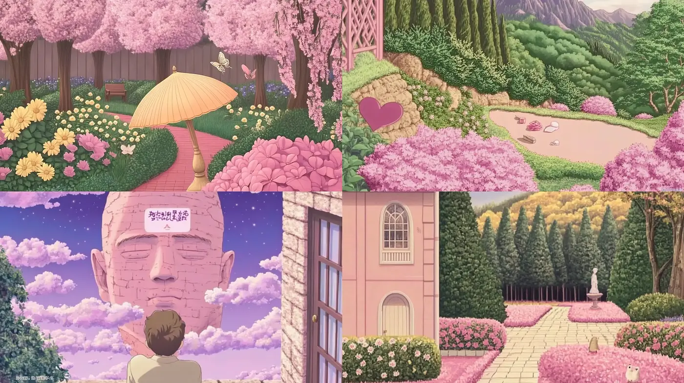 Serene Pastel Dreamscape of Stylized Nature - Midjourney sref style
