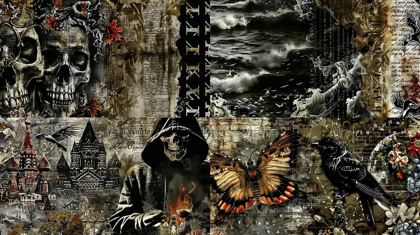 Dark and Intricate Artistry with Elements of Gothic and Natural Themes - Midjourney sref style