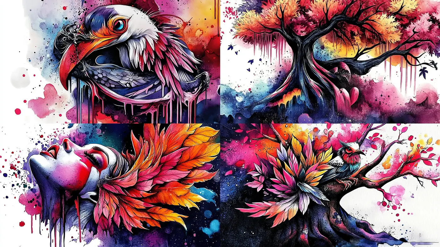Vibrant Expressionism with Surrealist Fantasy Elements - Midjourney sref style