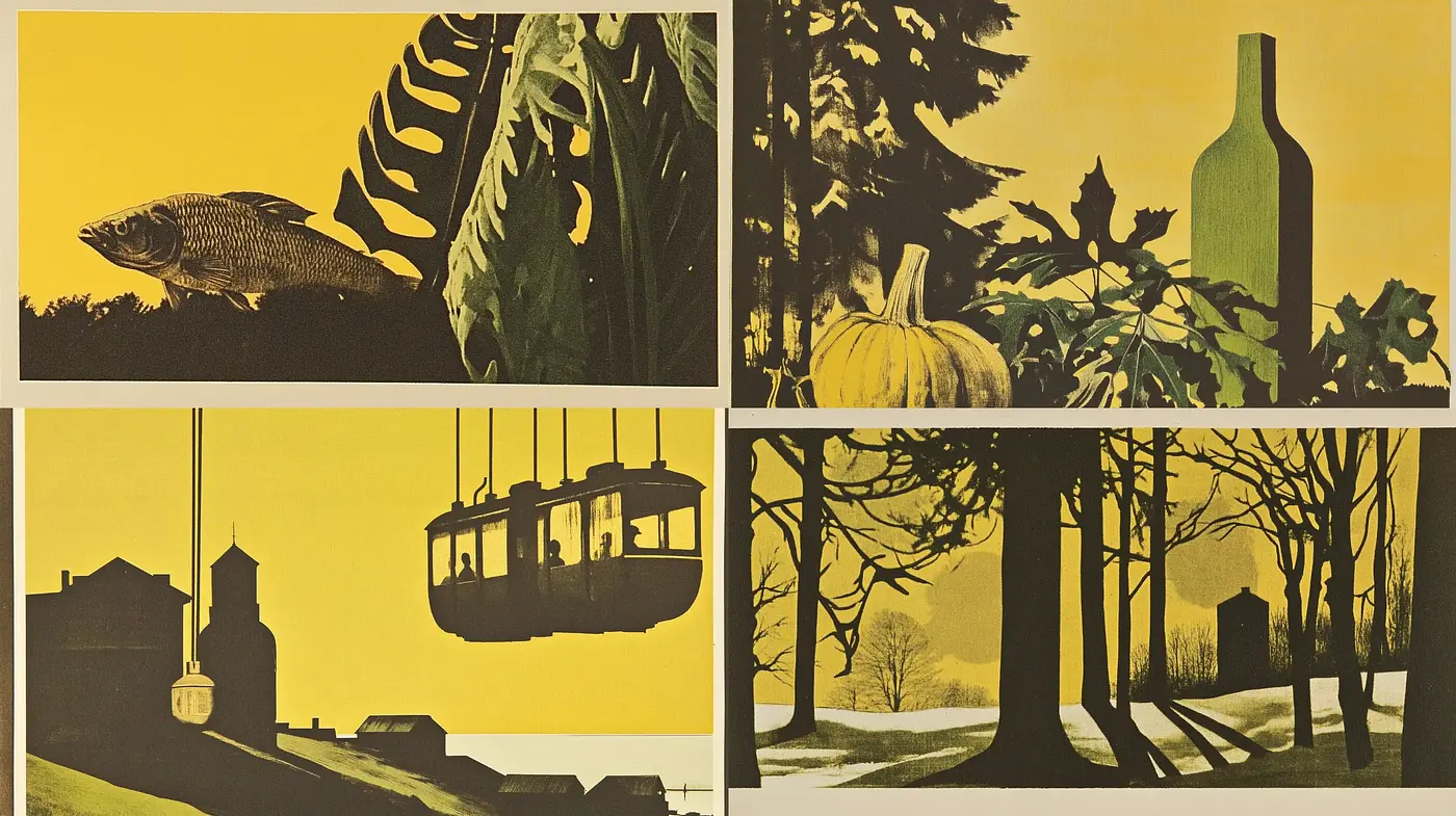 Monochromatic Yellow Vignettes with a Touch of Surrealism - Midjourney sref style