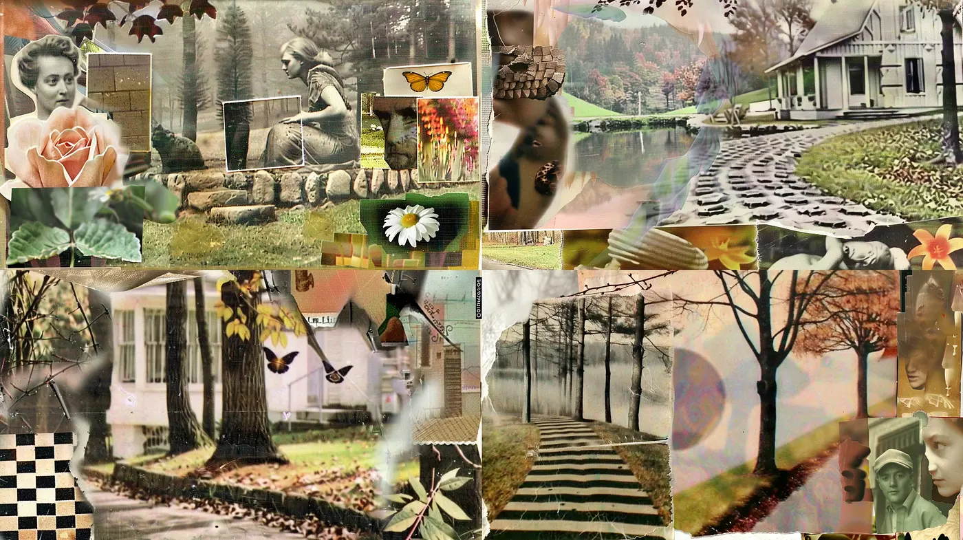 Melancholic Serenity in Sepia and Sage: A Harmonious Fusion of Vintage Imagery and Natural Hues - Midjourney sref style