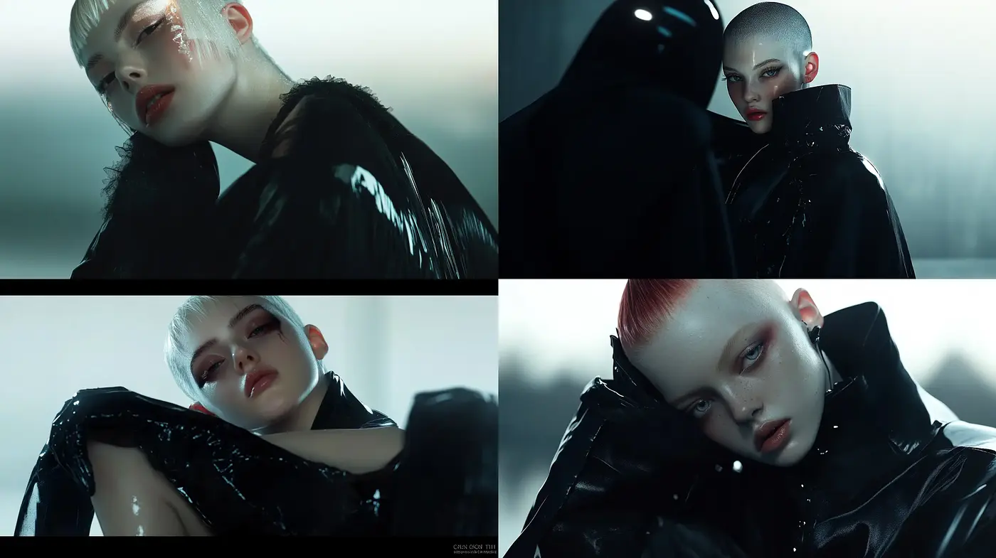 Ethereal Monochrome Elegance with a Touch of Cyberpunk Edge - Midjourney sref style
