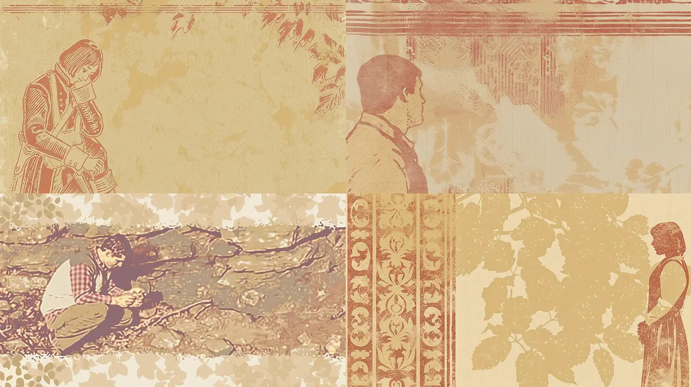 Sepia-toned Pastoral Elegance with Engraving Aesthetics - Midjourney sref style