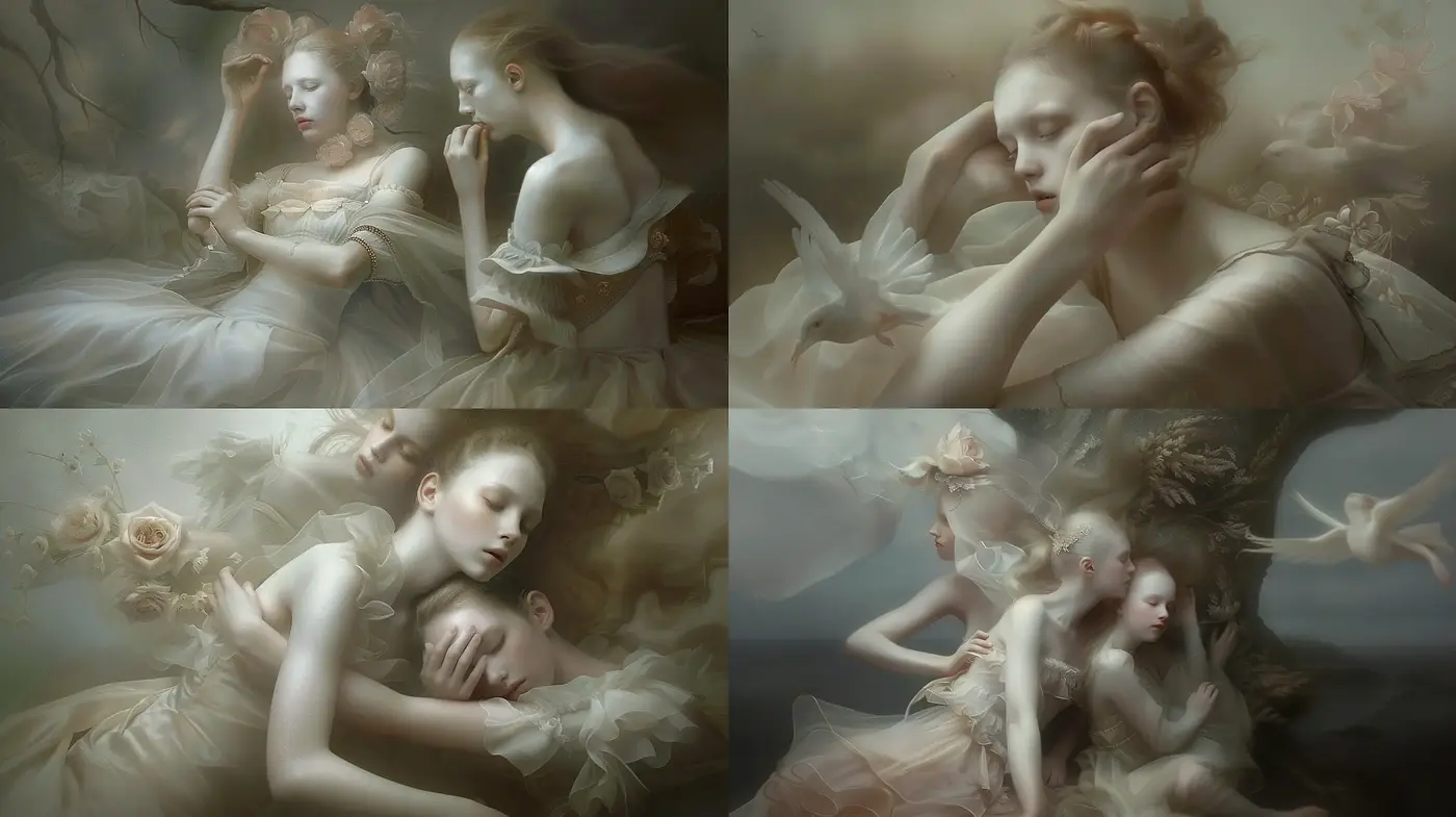 Ethereal Dreamscapes with a Neoclassical Essence - Midjourney sref style