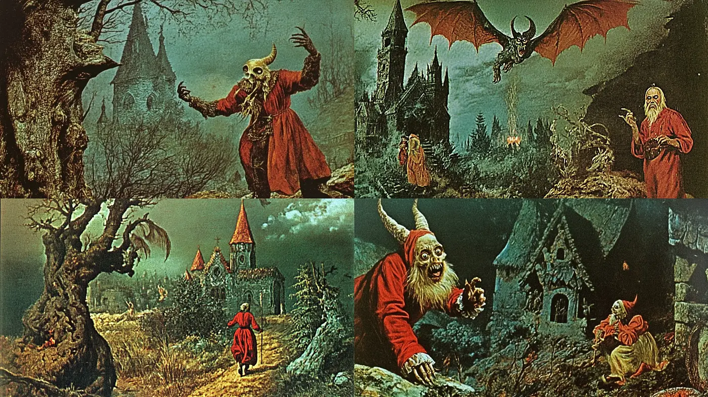 Enchanted Nocturne: A Fantastical Blend of Gothic and Fairy Tale Aesthetics - Midjourney sref style