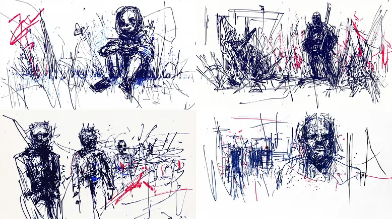 Expressive and Chaotic Ink Sketch Illustrations