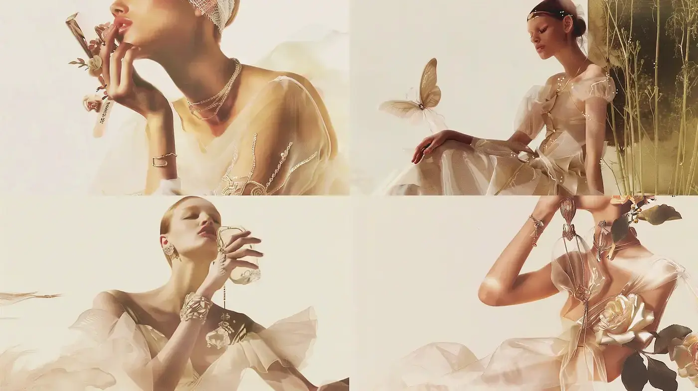 Ethereal and Dreamlike Fashion with Soft Elegance and Delicate Textures - Midjourney sref style