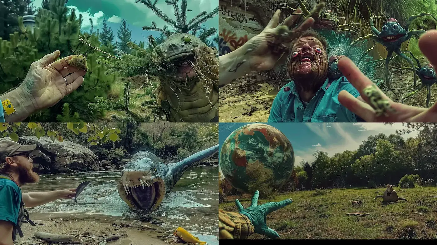 Surreal and whimsical nature scenes with a touch of horror - Midjourney sref style