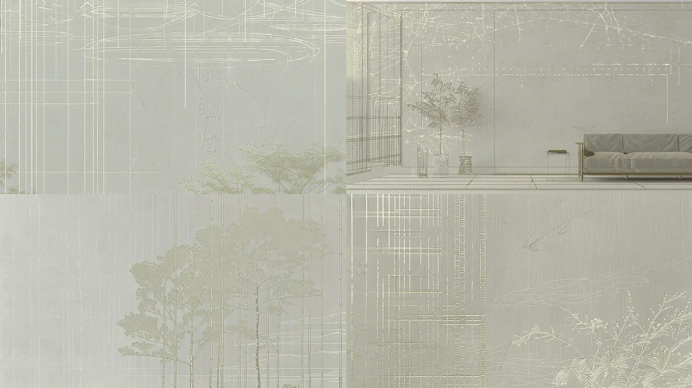 Ethereal Blueprint Aesthetics with Botanical Overlays - Midjourney sref style