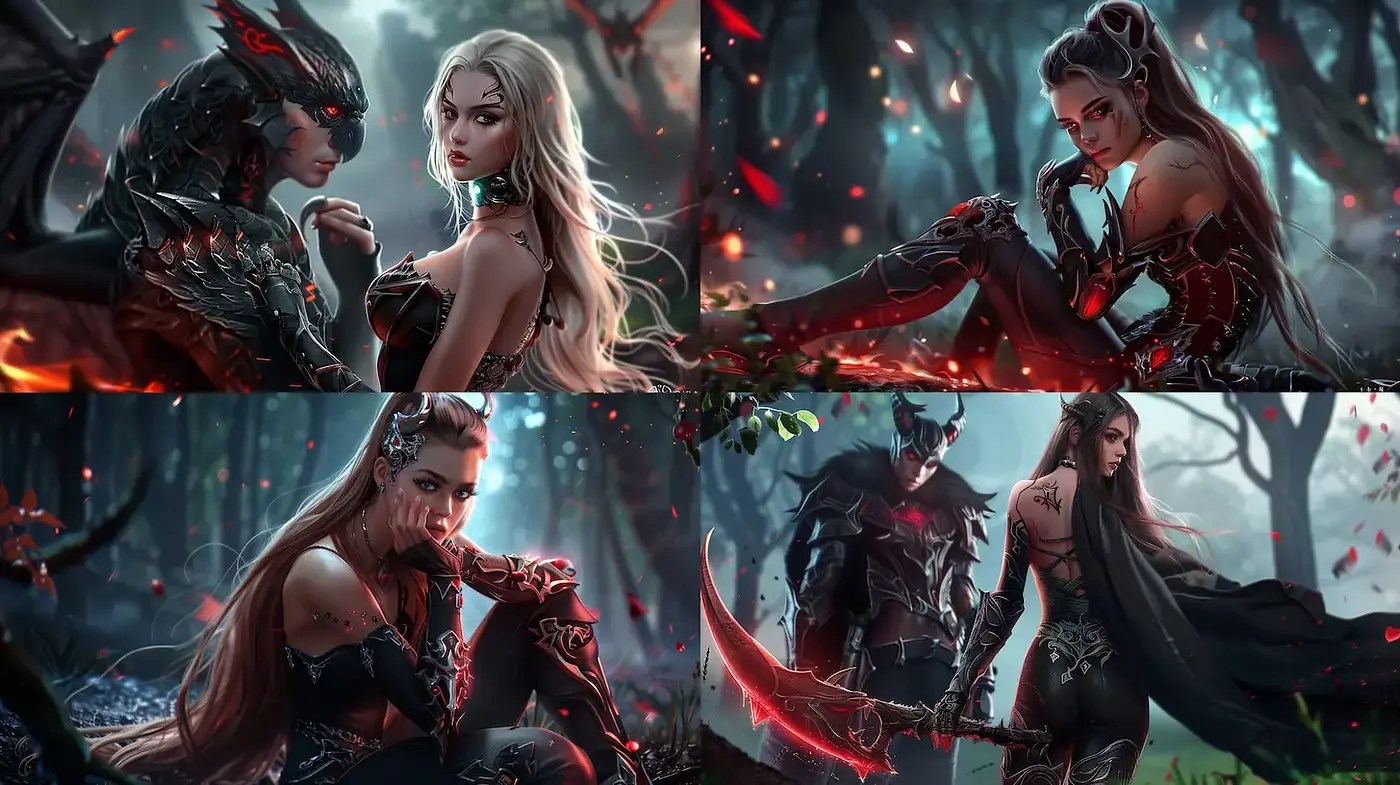 Dark Fantasy Art with Ethereal Elements and Dramatic Lighting - Midjourney sref style