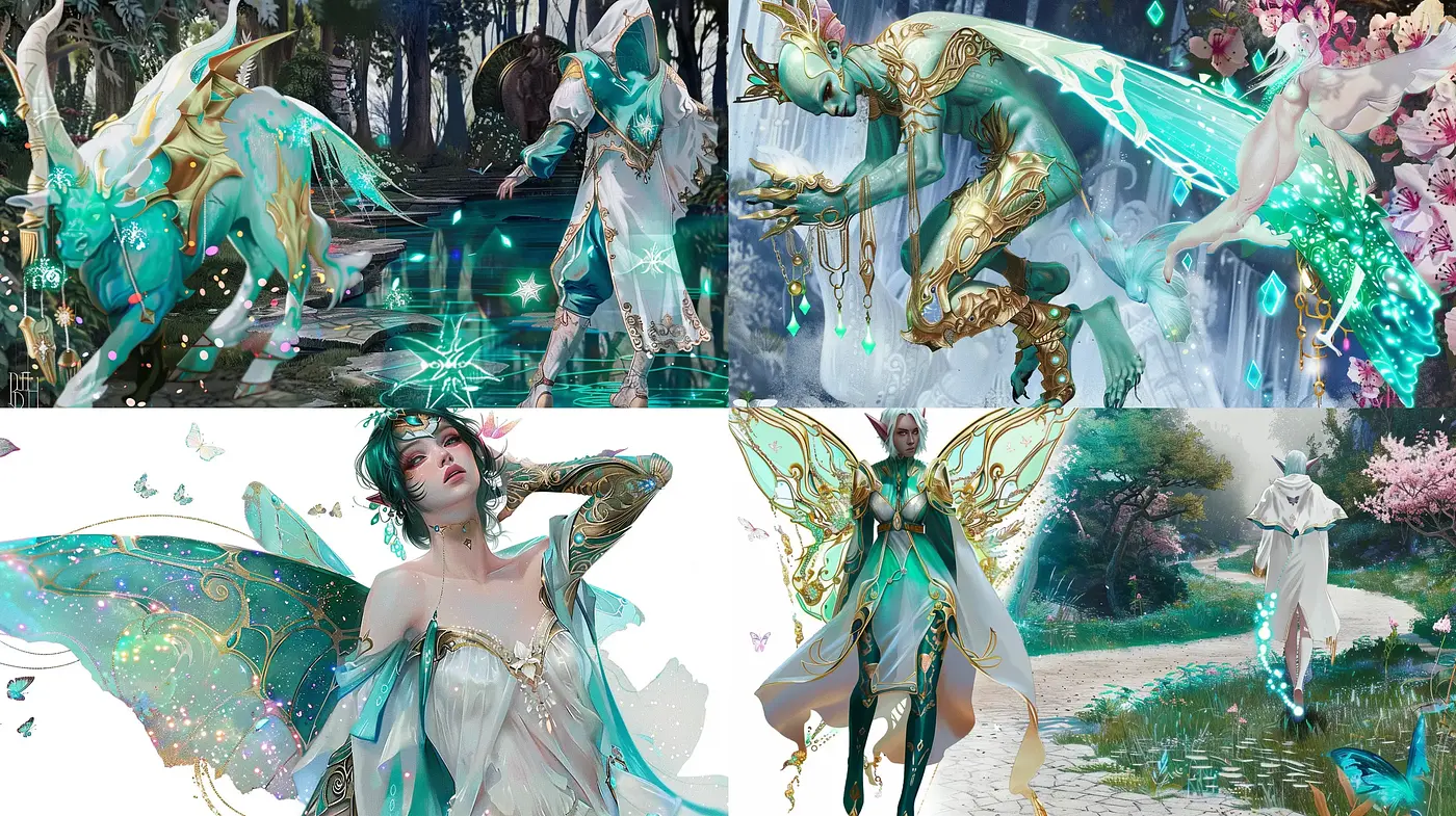Enchanted Ethereal Realms with Luminous Detailing and Mythical Essence - Midjourney sref style