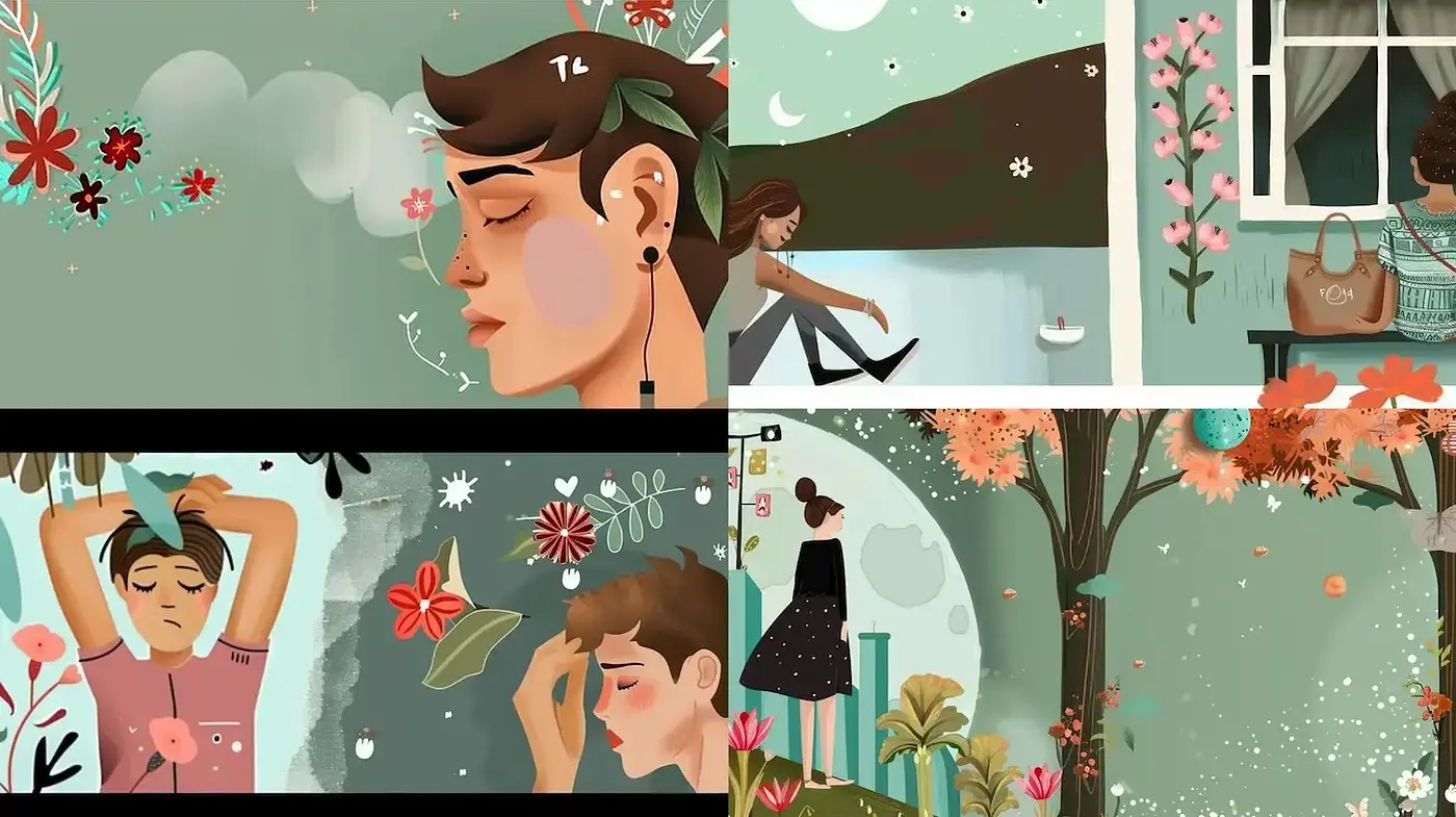 Whimsical and Dreamlike Illustrations with a Contemporary Art Style - Midjourney sref style